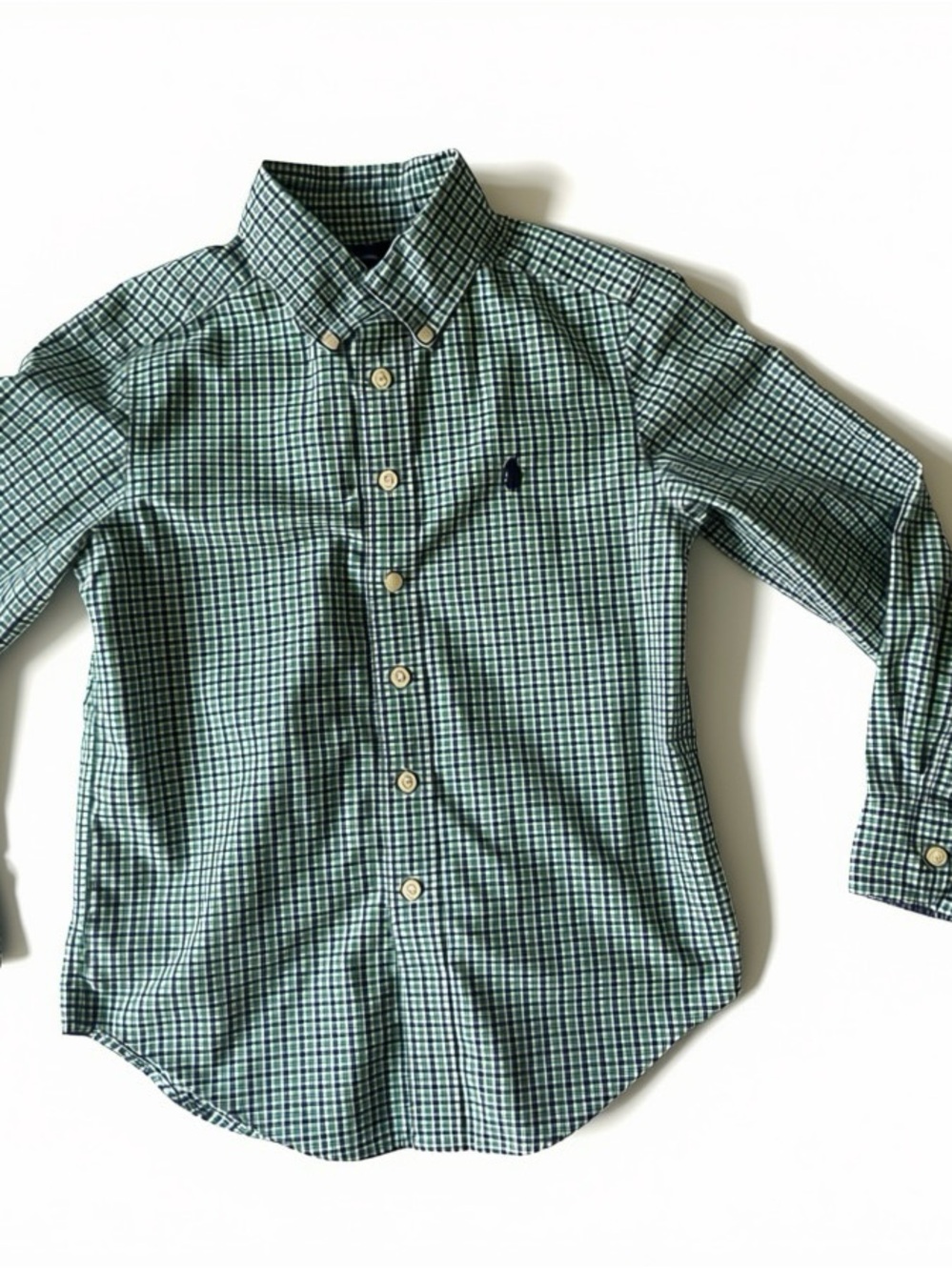 Polo Boys Green Plaid Button-Down Shirt